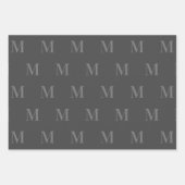 Modern donkergrijs minimalistisch monogram inpakpapier vel (Voorkant 2)