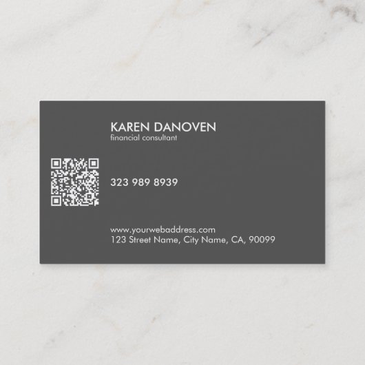 Modern Donkergrijs Monogram Professional Visitekaartje (Achterkant)