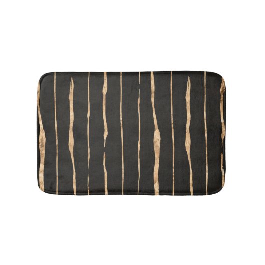 Modern donkergrijs & Roos-gouden streepjespatroon Badmat (Voorkant)
