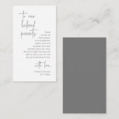 Modern donkergrijs script, huwelijk bedankt informatiekaartje (Voorkant / Achterkant)