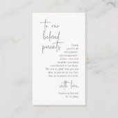 Modern donkergrijs script, huwelijk bedankt informatiekaartje (Voorkant)