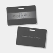 Modern donkergrijs verloop naam of bedrijfsnaam badge (Voor- en achterkant)