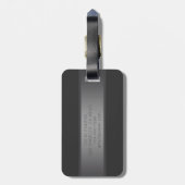 Modern donkergrijs verloop naam of bedrijfsnaam bagagelabel (Achterkant verticaal)