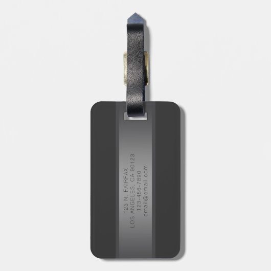 Modern donkergrijs verloop naam of bedrijfsnaam bagagelabel (Achterkant verticaal)