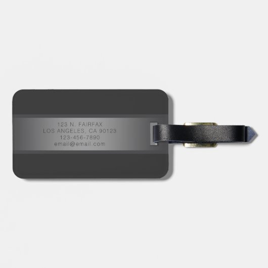 Modern donkergrijs verloop naam of bedrijfsnaam bagagelabel (Achterkant horizontaal)