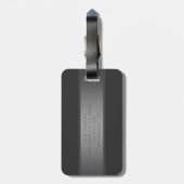 Modern donkergrijs verloop naam of bedrijfsnaam bagagelabel (Achterkant verticaal)