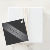 Modern donkergrijs verloop naam of bedrijfsnaam bedankjes labels (In situ)