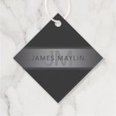 Modern donkergrijs verloop naam of bedrijfsnaam bedankjes labels (Voorkant)