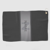 Modern donkergrijs verloop naam of bedrijfsnaam golfhanddoek (Horizontaal)