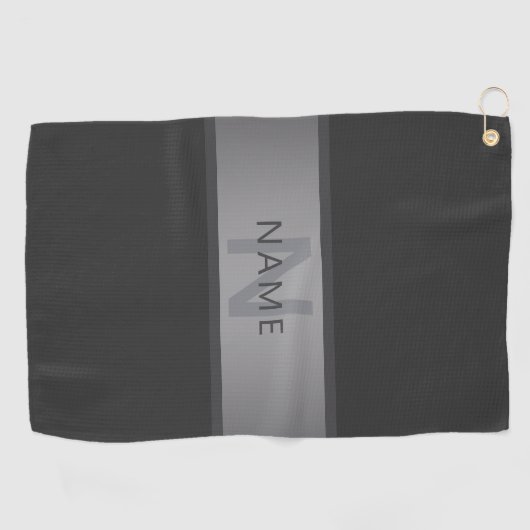 Modern donkergrijs verloop naam of bedrijfsnaam golfhanddoek (Horizontaal)