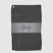 Modern donkergrijs verloop naam of bedrijfsnaam golfhanddoek (Voorkant)