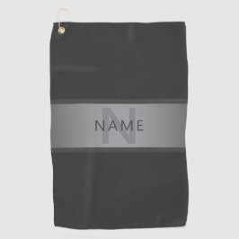 Modern donkergrijs verloop naam of bedrijfsnaam golfhanddoek