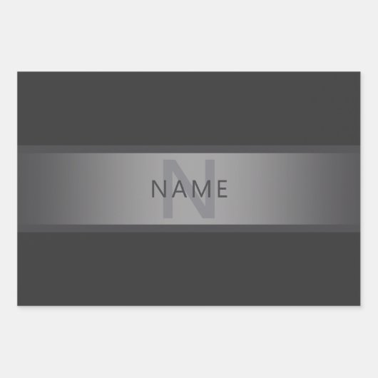 Modern donkergrijs verloop naam of bedrijfsnaam inpakpapier vel (Voorkant)