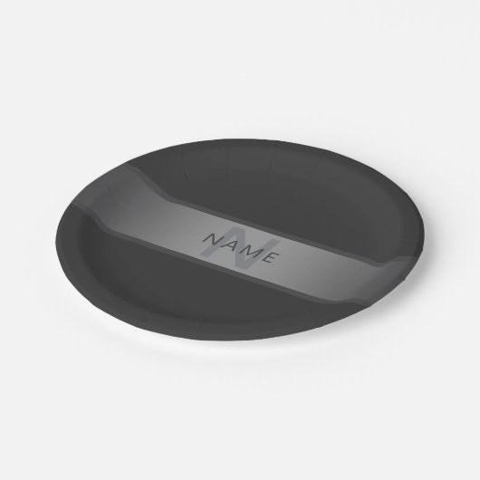 Modern donkergrijs verloop naam of bedrijfsnaam papieren bordje (Gekanteld)