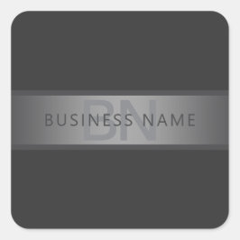 Modern donkergrijs verloop naam of bedrijfsnaam vierkante sticker
