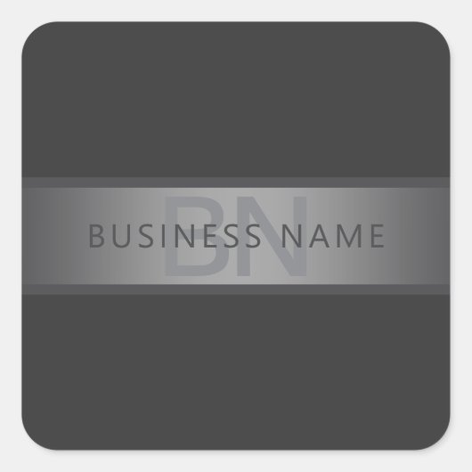 Modern donkergrijs verloop naam of bedrijfsnaam vierkante sticker (Voorkant)