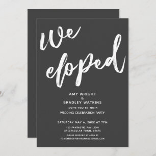 Modern donkergrijs We Eloped bruiloft receptie Kaart