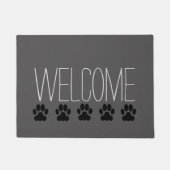 Modern donkergrijs Welkom familie hond poten Deurmat (Voorkant)