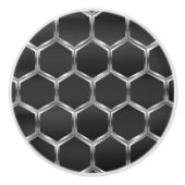 Modern donkergrijs & zilvergrijs achthoekig patroo keramische knop (Voorkant)