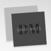 Modern Donkergrijs & Zwart bewerkbare naam & monog Notitiekaartje