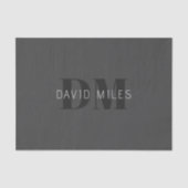 Modern Donkergrijs & Zwart bewerkbare naam & monog Tissuepapier (Voorkant)