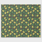Modern donkergroen geel avocado fruit patroon cadeaupapier (Vlak)