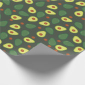 Modern donkergroen geel avocado fruit patroon cadeaupapier (Hoek)
