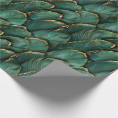 Modern donkergroen gouden veren patroon cadeaupapier (Hoek)