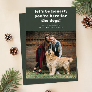 Modern Donkergroen Grappig Huisdier Hond Foto Kers Feestdagenkaart