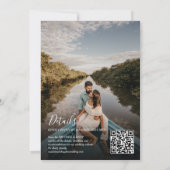 Modern Donkergroen Monogram Foto QR Code Bruiloft Kaart (Achterkant)