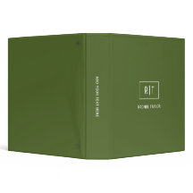 Modern Donkergroen Olijf Monogram