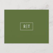 Modern Donkergroen Olijf Monogram Briefkaart (Voorkant)
