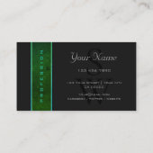 Modern donkergroen patroon grijs zwart monogram visitekaartje (Achterkant)
