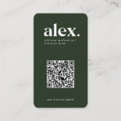 Modern Donkergroen QR-code Logo Visitekaartje (Voorkant)