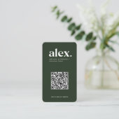 Modern Donkergroen QR-code Logo Visitekaartje (Staand voorkant)