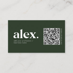Modern Donkergroen QR-code Logo Zakelijke Kaart Visitekaartje