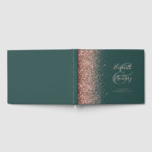 Modern Donkergroen Roos Goud Glitter Script Gastenboek (Volledig)