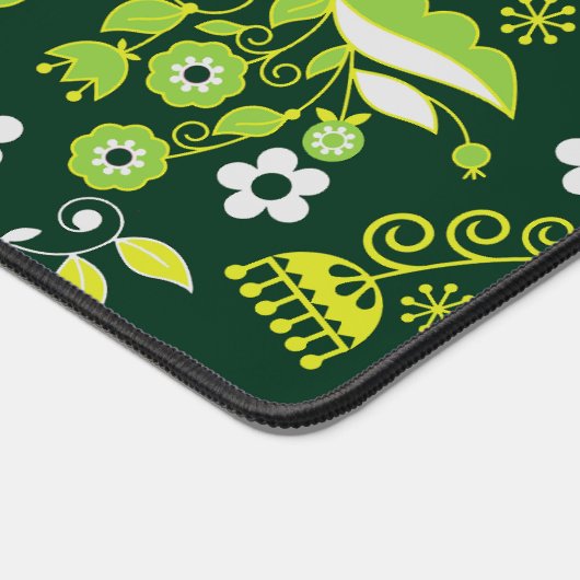 Modern donkergroen Scandinavisch bloemenpatroon Bureaumat (Hoek)