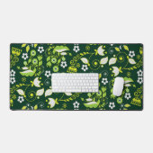 Modern donkergroen Scandinavisch bloemenpatroon Bureaumat (Keyboard & Muis)
