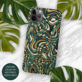 Modern donkergroen taupe bruin zwart kunstpatroon Case-Mate iPhone case
