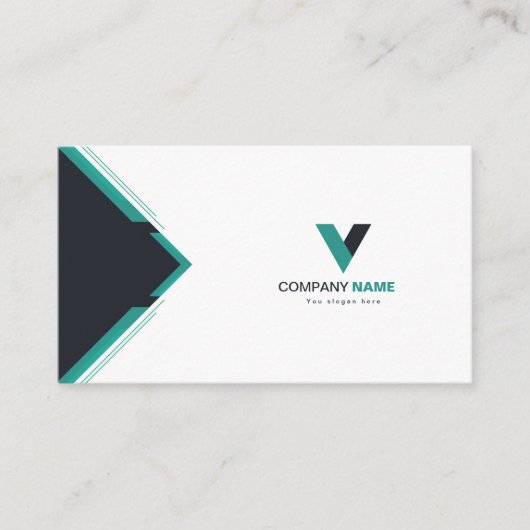 Modern donkergroen visitekaartje (Voorkant)