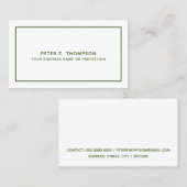 Modern donkergroen Visitekaartje met dunne lijn (Voorkant / Achterkant)