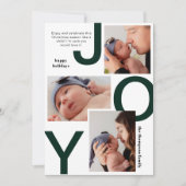 Modern Donkergroen Vreugde Fotocollage Kerstmis Feestdagenkaart (Voorkant)