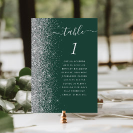 Modern Donkergroen Zilver Glitter Bruiloft Kaart