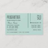 Modern donkerlicht Blauwgroen met Initialen Profes Visitekaartje (Achterkant)