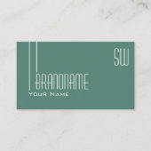 Modern donkerlicht Blauwgroen met Initialen Profes Visitekaartje (Voorkant)