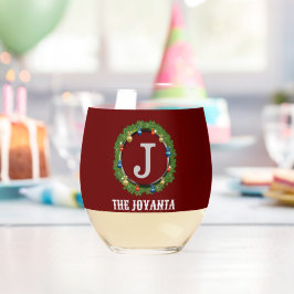 Modern donkerrood grijs monogram wijnglas zonder voet