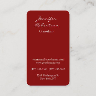 Modern donkerrood kleur handschrift Plain Unique Visitekaartje