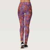 Modern donkerrood Paarse tropische bladpatroon Leggings (Achterkant)
