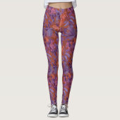 Modern donkerrood Paarse tropische bladpatroon Leggings (Voorkant)